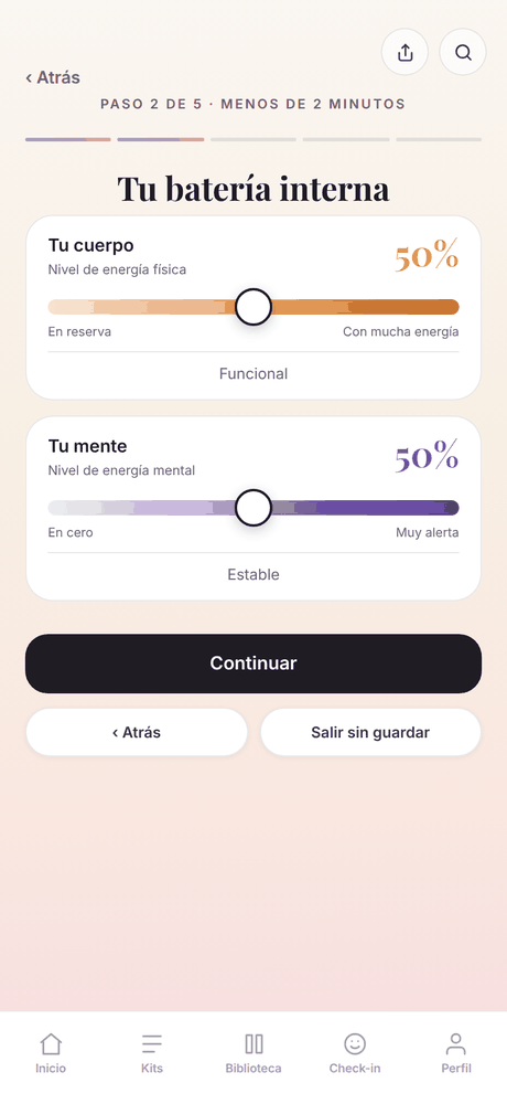 El check-in diario, con las caritas