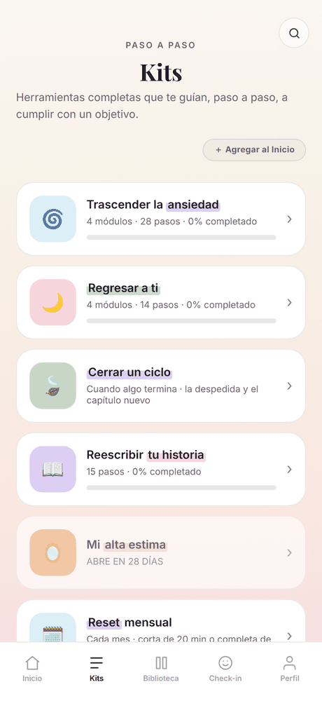 La lista de kits paso a paso